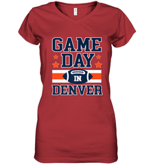 NFL Denver Co Game Day Football Home Team Colors Women's V-Neck T-Shirt Women's V-Neck T-Shirt - FordPhuMy