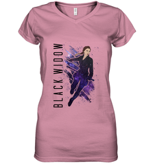 Avengers Endgame Black Widow Galaxy Painted Women's V-Neck T-Shirt Women's V-Neck T-Shirt - FordPhuMy