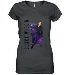 Avengers Endgame Black Widow Galaxy Painted Women's V-Neck T-Shirt
