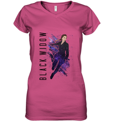 Avengers Endgame Black Widow Galaxy Painted Women's V-Neck T-Shirt Women's V-Neck T-Shirt - FordPhuMy