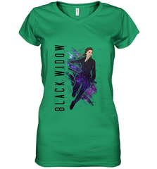 Avengers Endgame Black Widow Galaxy Painted Women's V-Neck T-Shirt Women's V-Neck T-Shirt - FordPhuMy