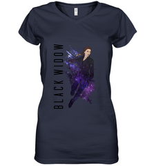 Avengers Endgame Black Widow Galaxy Painted Women's V-Neck T-Shirt Women's V-Neck T-Shirt - FordPhuMy
