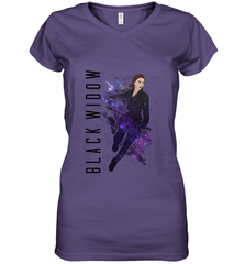 Avengers Endgame Black Widow Galaxy Painted Women's V-Neck T-Shirt Women's V-Neck T-Shirt - FordPhuMy