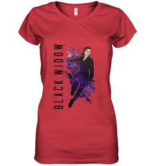 Avengers Endgame Black Widow Galaxy Painted Women's V-Neck T-Shirt Women's V-Neck T-Shirt - FordPhuMy
