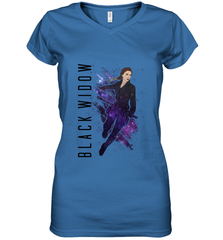Avengers Endgame Black Widow Galaxy Painted Women's V-Neck T-Shirt Women's V-Neck T-Shirt - FordPhuMy
