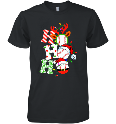 HO HO HO Baseball Santa Hat Christmas Men's Premium T-Shirt Men's Premium T-Shirt / Black / XS Men's Premium T-Shirt - FordPhuMy