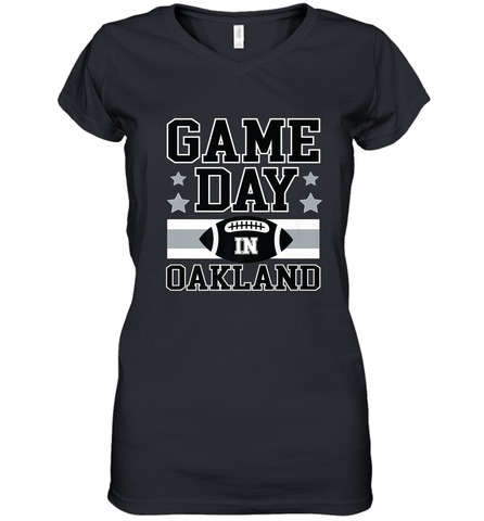 NFL Oakland Game Day Football Home Team Women's V-Neck T-Shirt Women's V-Neck T-Shirt / Black / S Women's V-Neck T-Shirt - FordPhuMy