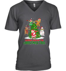 Dabbing Around Christmas Tree Baseball Snowman Santa Men's V-Neck Men's V-Neck - FordPhuMy