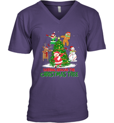 Dabbing Around Christmas Tree Baseball Snowman Santa Men's V-Neck Men's V-Neck - FordPhuMy
