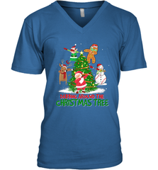 Dabbing Around Christmas Tree Baseball Snowman Santa Men's V-Neck Men's V-Neck - FordPhuMy