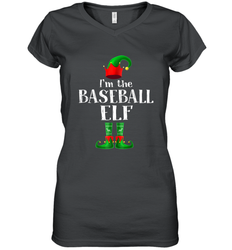 I'm The Baseball Elf Matching Family Pajama Christmas Women's V-Neck T-Shirt