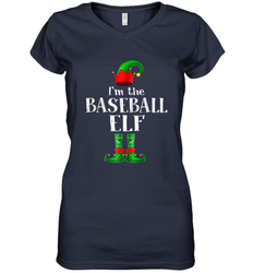 I'm The Baseball Elf Matching Family Pajama Christmas Women's V-Neck T-Shirt