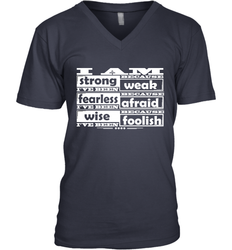 I am strong, fearless wise Best Novelty Gift Wing Inspirational Quote Men's V-Neck