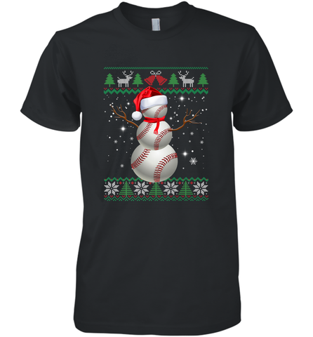 Baseball Snowman Ugly Christmas Ball Santa Pajama Xmas Gifts Men's Premium T-Shirt Men's Premium T-Shirt / Black / XS Men's Premium T-Shirt - FordPhuMy