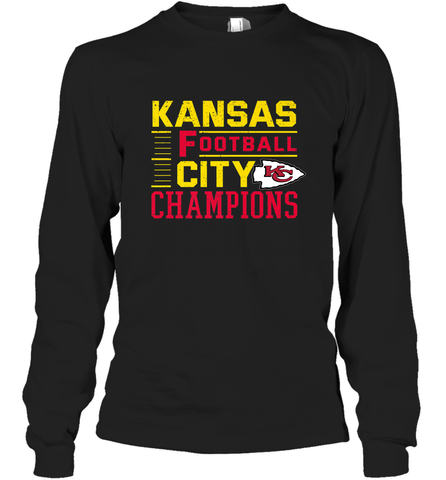 Kansas City Football Champions Vintage KC Distressed Gift Long Sleeve T-Shirt Long Sleeve T-Shirt / Black / S Long Sleeve T-Shirt - FordPhuMy