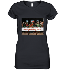 Comics Style Funny Christmas Happy Birthday Jesus Women's V-Neck T-Shirt Women's V-Neck T-Shirt - FordPhuMy