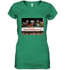 Comics Style Funny Christmas Happy Birthday Jesus Women's V-Neck T-Shirt Women's V-Neck T-Shirt - FordPhuMy