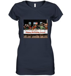 Comics Style Funny Christmas Happy Birthday Jesus Women's V-Neck T-Shirt