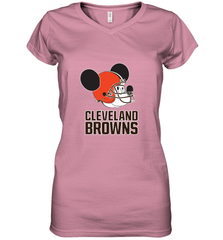 Nfl Cleveland Browns Mickey Mouse Team Women's V-Neck T-Shirt Women's V-Neck T-Shirt - FordPhuMy