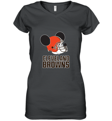 Nfl Cleveland Browns Mickey Mouse Team Women's V-Neck T-Shirt