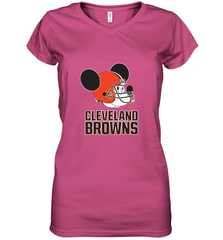 Nfl Cleveland Browns Mickey Mouse Team Women's V-Neck T-Shirt Women's V-Neck T-Shirt - FordPhuMy
