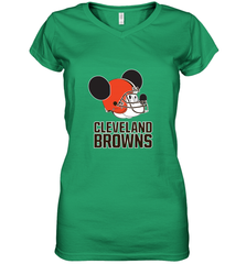 Nfl Cleveland Browns Mickey Mouse Team Women's V-Neck T-Shirt Women's V-Neck T-Shirt - FordPhuMy