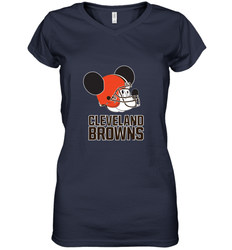 Nfl Cleveland Browns Mickey Mouse Team Women's V-Neck T-Shirt