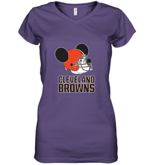Nfl Cleveland Browns Mickey Mouse Team Women's V-Neck T-Shirt Women's V-Neck T-Shirt - FordPhuMy
