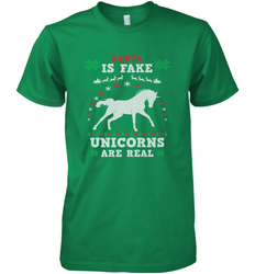 Santa Is Fake Unicorns Are Real Cute Ugly Christmas Sweater Men's Premium T-Shirt