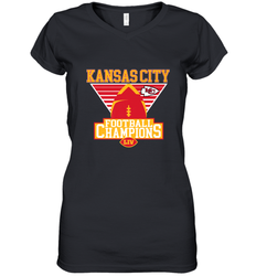 Kansas City Old School Football _ The City Of Champions LIV Women's V-Neck T-Shirt
