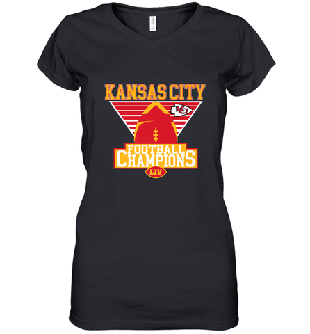Kansas City Old School Football _ The City Of Champions LIV Women's V-Neck T-Shirt Women's V-Neck T-Shirt / Black / S Women's V-Neck T-Shirt - FordPhuMy