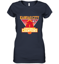 Kansas City Old School Football _ The City Of Champions LIV Women's V-Neck T-Shirt