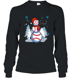 DABBING BASEBALL SNOWMAN _ Christmas Funny Long Sleeve T-Shirt