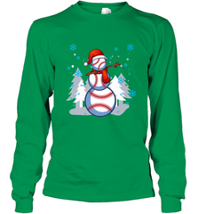 DABBING BASEBALL SNOWMAN _ Christmas Funny Long Sleeve T-Shirt Long Sleeve T-Shirt - FordPhuMy