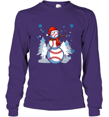 DABBING BASEBALL SNOWMAN _ Christmas Funny Long Sleeve T-Shirt Long Sleeve T-Shirt - FordPhuMy