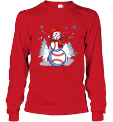 DABBING BASEBALL SNOWMAN _ Christmas Funny Long Sleeve T-Shirt Long Sleeve T-Shirt - FordPhuMy
