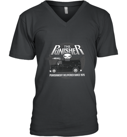 Marvel The Punisher Battle Van Since 1975 Men's V-Neck Men's V-Neck / Black / S Men's V-Neck - FordPhuMy