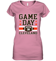 NFL Cleveland Game Day Football Home Team Colors Women's V-Neck T-Shirt Women's V-Neck T-Shirt - FordPhuMy