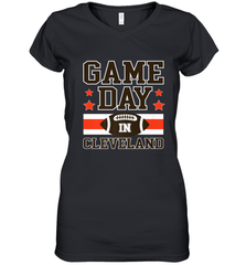 NFL Cleveland Game Day Football Home Team Colors Women's V-Neck T-Shirt Women's V-Neck T-Shirt - FordPhuMy