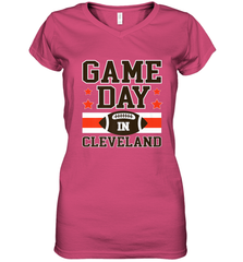NFL Cleveland Game Day Football Home Team Colors Women's V-Neck T-Shirt Women's V-Neck T-Shirt - FordPhuMy