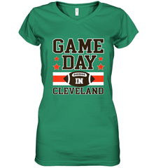 NFL Cleveland Game Day Football Home Team Colors Women's V-Neck T-Shirt Women's V-Neck T-Shirt - FordPhuMy