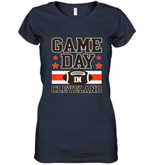 NFL Cleveland Game Day Football Home Team Colors Women's V-Neck T-Shirt Women's V-Neck T-Shirt - FordPhuMy