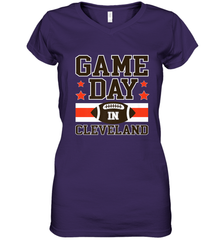 NFL Cleveland Game Day Football Home Team Colors Women's V-Neck T-Shirt Women's V-Neck T-Shirt - FordPhuMy