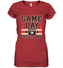 NFL Cleveland Game Day Football Home Team Colors Women's V-Neck T-Shirt Women's V-Neck T-Shirt - FordPhuMy