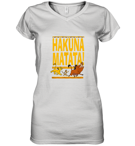 Disney Lion King Classic Hakuna Crew Women Cotton V-Neck T-Shirt