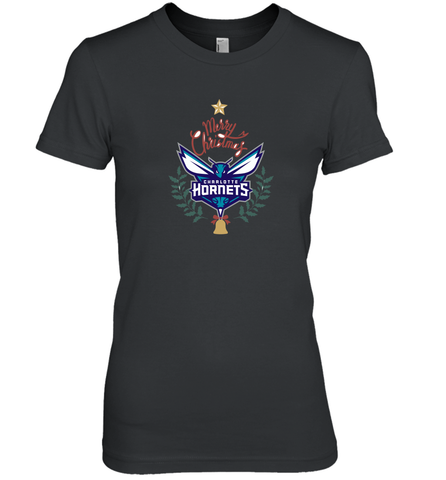 NBA Charlotte Hornets Logo merry Christmas gilf Women's Premium T-Shirt Women's Premium T-Shirt / Black / XS Women's Premium T-Shirt - FordPhuMy