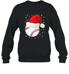 Christmas Stars baseball Ball Santa Hat Funny Sport Xmas Crewneck Sweatshirt