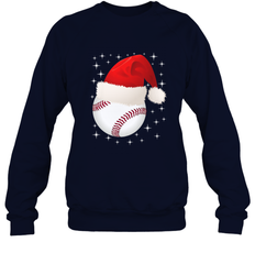 Christmas Stars baseball Ball Santa Hat Funny Sport Xmas Crewneck Sweatshirt