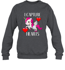 Girls Valentine's Day Unicorn I Capture Hearts Kids Gift Crewneck Sweatshirt Crewneck Sweatshirt - FordPhuMy