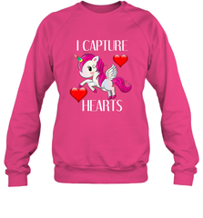 Girls Valentine's Day Unicorn I Capture Hearts Kids Gift Crewneck Sweatshirt Crewneck Sweatshirt - FordPhuMy